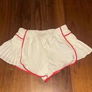 Free People Athletic Running Shorts Cream Red Piping